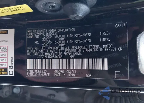 2017 Toyota 4Runner Limited from USA, damaged, VIN JTEZU5JR2H5160851